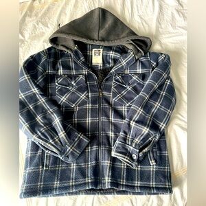 Cozy warm zip up plaid hooded jacket